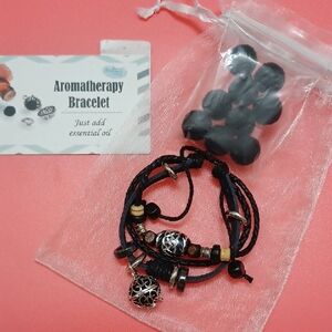 Black Leather Aromatherapy Bracelet